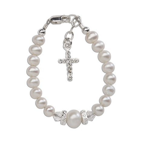 Pearl Bracelet With Cross Charm